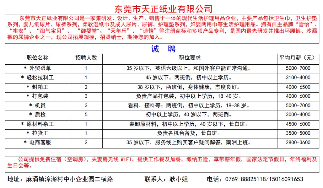 东宝工业园最新招聘启事发布